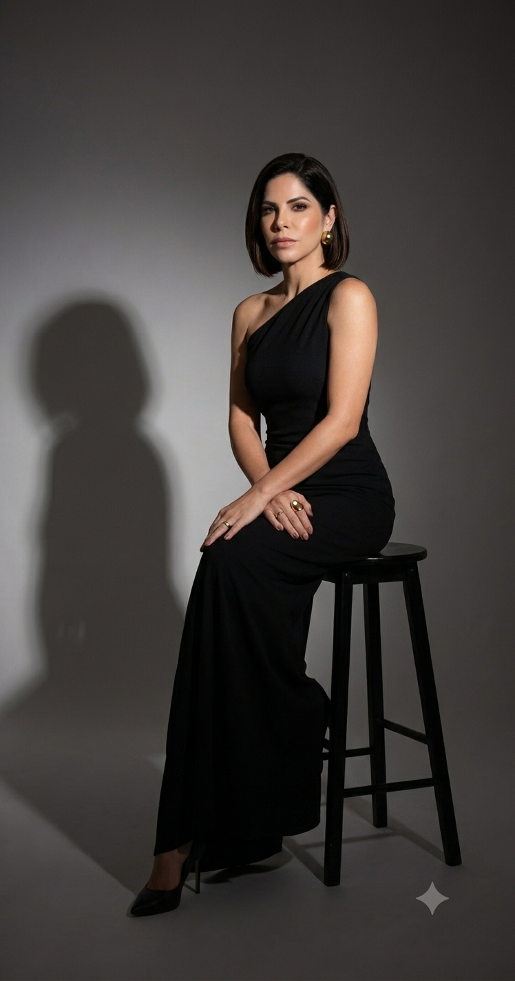 Dra. Christine Johansen, biomédica esteta, em retrato editorial — estética avançada e regenerativa na LifeOzon, Bauru